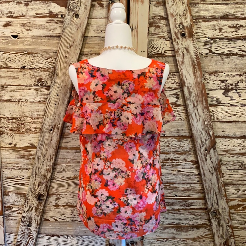 Cabi Floral Blouse - Sz. Medium -Orange -Pre-owned - Picture 3 of 9